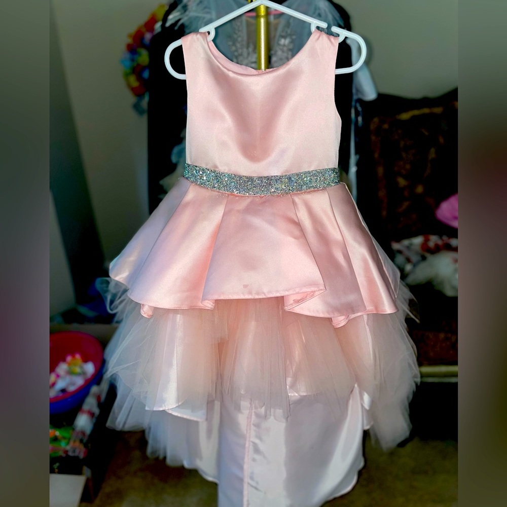Baby pink party/ flower girl high low dress